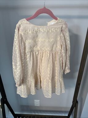 Zara Cream Lace Embroidered Girls Dress